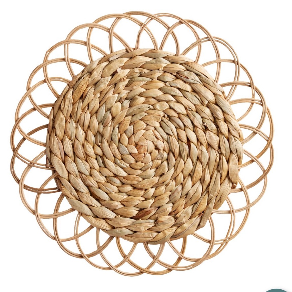 Water Hyacinth Round Natural Fiber Loop Placemat Round Woven Boho Wicker